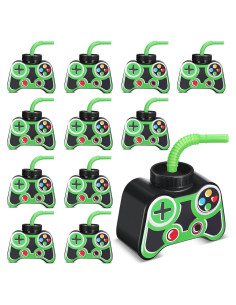 Vasos de Fiesta Gamer Mifoci 12 Pcs 295ml con Pajilla y Tapa