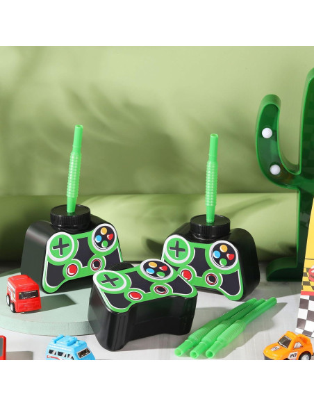 Vasos de Fiesta Gamer Mifoci 12 Pcs 295ml con Pajilla y Tapa