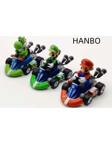 3 Autos de Kart Pull Back Super Estrella Mario Bros