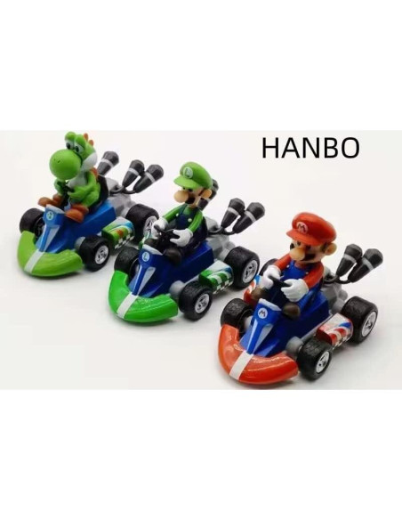 3 Autos de Kart Pull Back Super Estrella Mario Bros