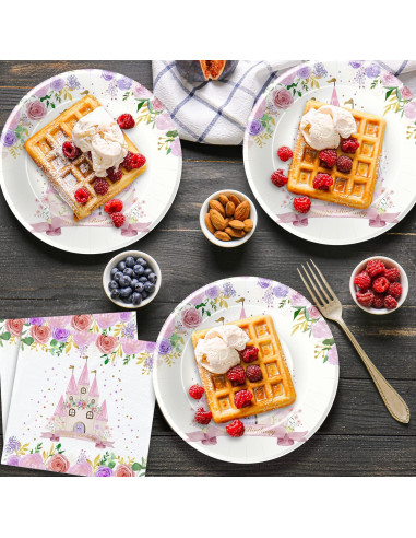 Suministros de Fiesta de Princesa HIPVVILD - Vajilla 96 Pcs