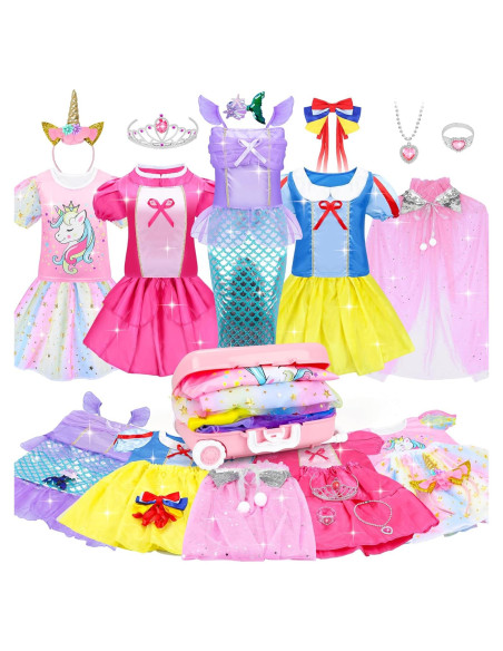 Conjunto de Disfraces de Princesa Rcovasc 16 Piezas para Niñas 3-8 Años Conjunto de Disfraces de Princesa Rcovasc 16 Piezas para Niñas 3-8 Años