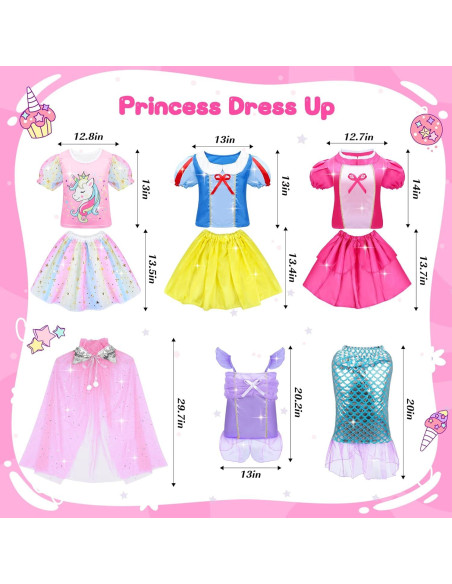 Conjunto de Disfraces de Princesa Rcovasc 16 Piezas para Niñas 3-8 Años Conjunto de Disfraces de Princesa Rcovasc 16 Piezas para Niñas 3-8 Años