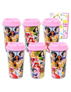 Juego de 6 Tazas de Viaje Disney Princesas con Tapas 591ml