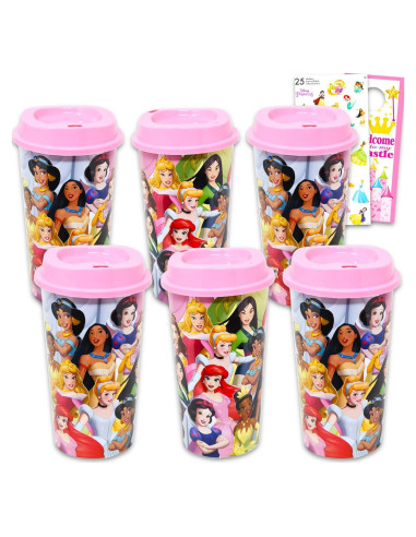 Juego de 6 Tazas de Viaje Disney Princesas con Tapas 591ml