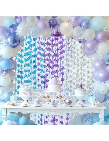 Cortinas de Flecos de Papel de Aluminio Lecheme 100x200 cm 2 Pcs Copos de Nieve