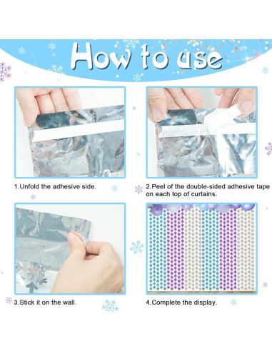 Cortinas de Flecos de Papel de Aluminio Lecheme 100x200 cm 2 Pcs Copos de Nieve