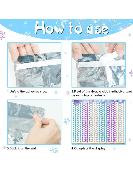 Cortinas de Flecos de Papel de Aluminio Lecheme 100x200 cm 2 Pcs Copos de Nieve