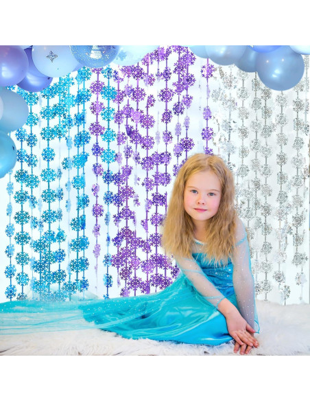 Cortinas de Flecos de Papel de Aluminio Lecheme 100x200 cm 2 Pcs Copos de Nieve