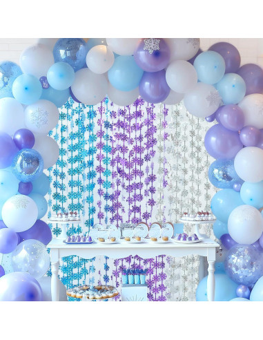 Cortinas de Flecos de Papel de Aluminio Lecheme 100x200 cm 2 Pcs Copos de Nieve