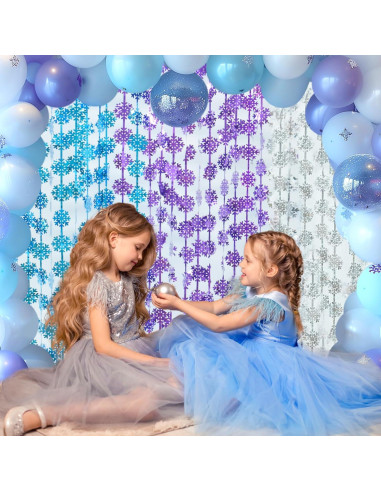 Cortinas de Flecos de Papel de Aluminio Lecheme 100x200 cm 2 Pcs Copos de Nieve