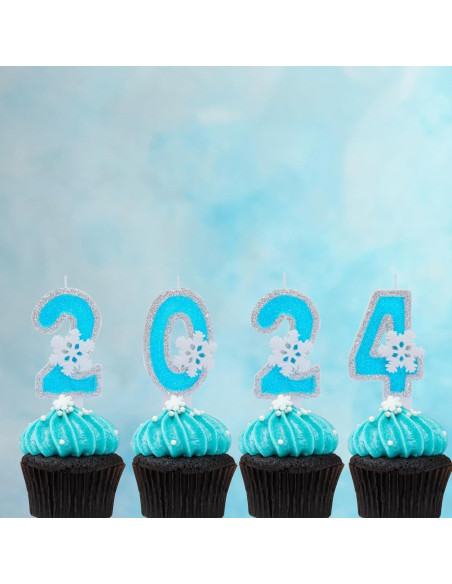 Vela de Cumpleaños Azul con Copos de Nieve - Número 4 - 7.62 cm Vela de Cumpleaños Azul con Copos de Nieve - Número 4 - 7.62 cm