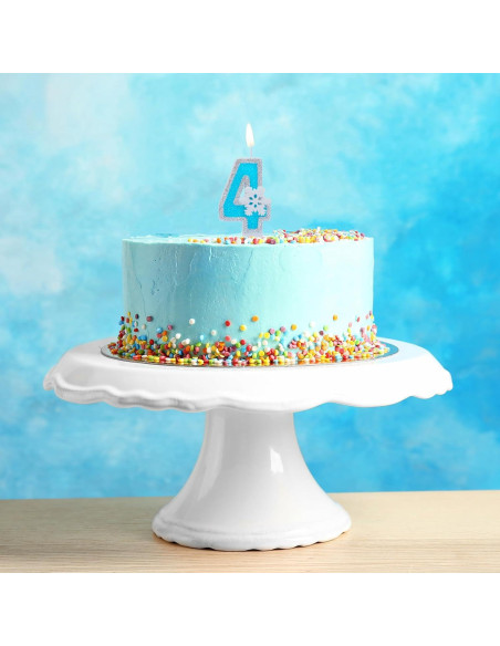 Vela de Cumpleaños Azul con Copos de Nieve - Número 4 - 7.62 cm Vela de Cumpleaños Azul con Copos de Nieve - Número 4 - 7.62 cm