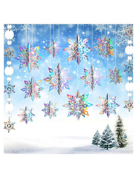 Decoraciones de Copos de Nieve 3D JULMELON - 15 Piezas