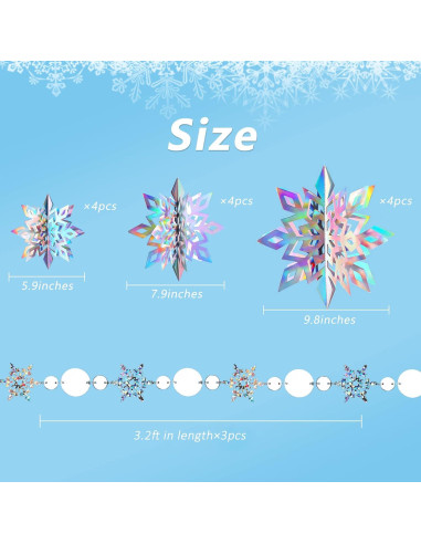 Decoraciones de Copos de Nieve 3D JULMELON - 15 Piezas