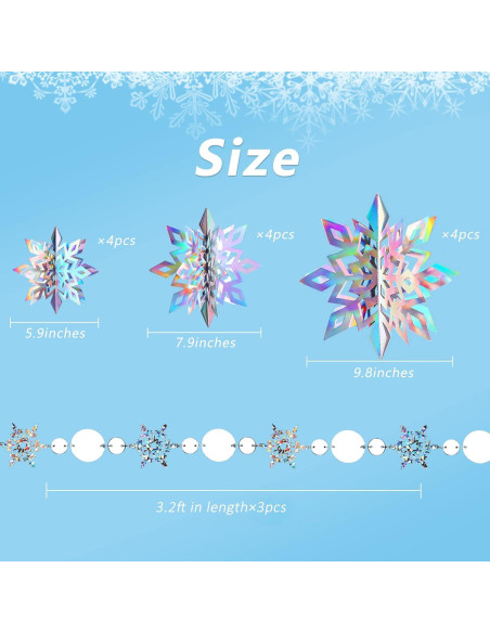 Decoraciones de Copos de Nieve 3D JULMELON - 15 Piezas