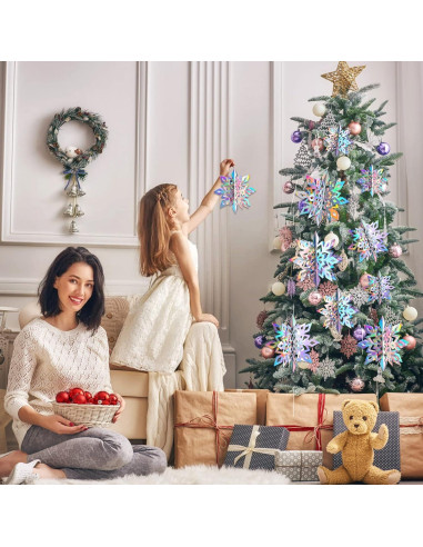 Decoraciones de Copos de Nieve 3D JULMELON - 15 Piezas