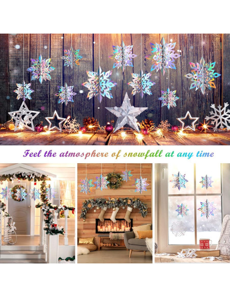 Decoraciones de Copos de Nieve 3D JULMELON - 15 Piezas