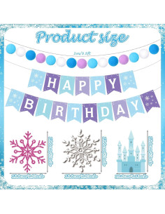 Banderas de Cumpleaños Copo de Nieve Fanfanwin - 5 Piezas 2