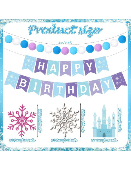 Banderas de Cumpleaños Copo de Nieve Fanfanwin - 5 Piezas