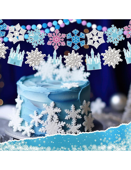 Banderas de Cumpleaños Copo de Nieve Fanfanwin - 5 Piezas
