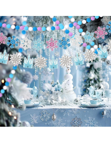 Banderas de Cumpleaños Copo de Nieve Fanfanwin - 5 Piezas