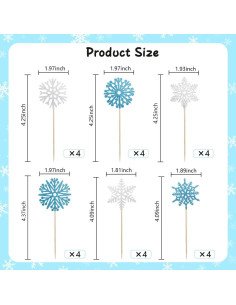 Toppers de Cupcake Copo de Nieve 24 Pcs Genérico Invierno 2