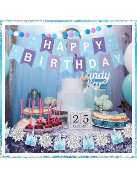 Banderas de Cumpleaños Copo de Nieve Fanfanwin - 5 Piezas