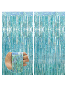 Cortinas de Flecos Azul Claro PatiCool - Paquete de 2 (0.97 x 2.5 m)