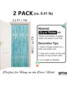 Cortinas de Flecos Azul Claro PatiCool - Paquete de 2 (0.97 x 2.5 m) 2