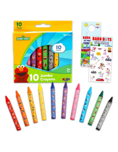 Crayones Jumbo Plaza Sésamo 10 Piezas Gruesos para Niños