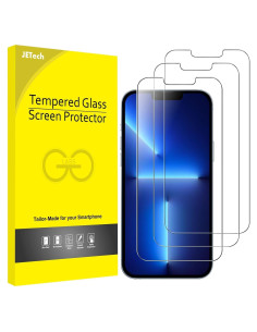 Protector de Pantalla JETech para iPhone 16e/13/13 Pro 6.1" Vidrio Templado - Paquete de 3