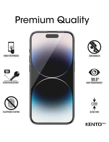 Protector de Pantalla Vidrio 9H KENTO MAX para iPhone 15/16 Plus