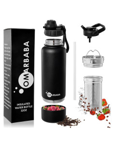 Botella de Agua Aislada OMARBABA 32oz Acero Inoxidable con Infusor