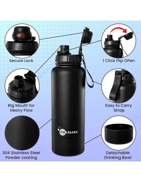 Botella de Agua Aislada OMARBABA 32oz Acero Inoxidable con Infusor Botella de Agua Aislada OMARBABA 32oz Acero Inoxidable con Infusor