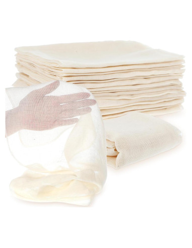 24 Piezas Tela de Queso 50x50 cm Algodón Sin Blanquear