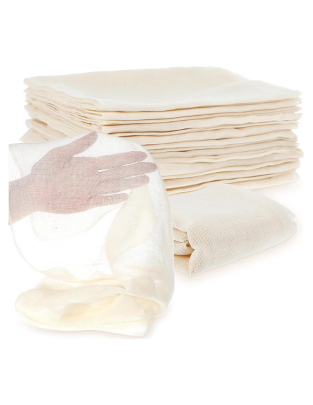 24 Piezas Tela de Queso 50x50 cm Algodón Sin Blanquear