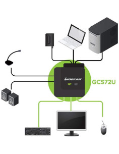 Interruptor KVM IOGEAR GCS72U 2 Puertos USB VGA Audio 2.1 2