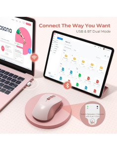 Ratón Inalámbrico Seenda Rosa Bluetooth y USB Doble Modo 2