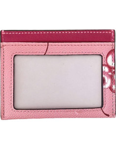 Funda delgada de cuero para tarjetas de crédito mujer - Rojo 2