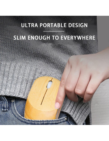 Ratón Inalámbrico Icemouse de Bambú 2.4G con 4 DPI Ajustables