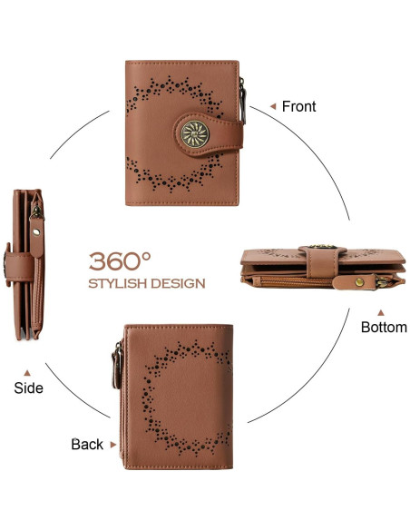 Cartera Pequeña Mujer Cuero Tipmile Bloqueo RFID Marrón Cartera Pequeña Mujer Cuero Tipmile Bloqueo RFID Marrón