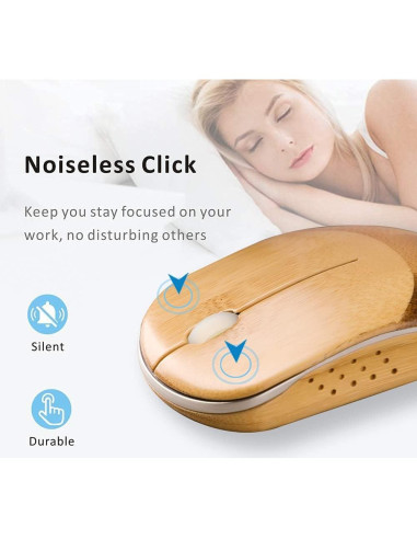 Ratón Inalámbrico Icemouse de Bambú 2.4G con 4 DPI Ajustables