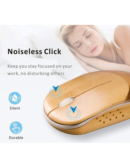 Ratón Inalámbrico Icemouse de Bambú 2.4G con 4 DPI Ajustables