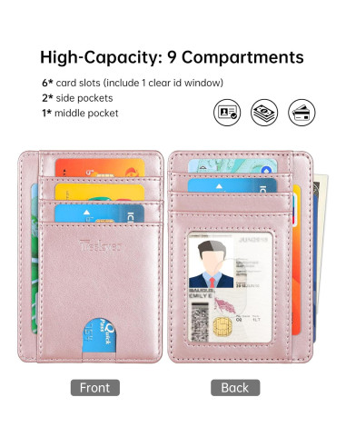 Billetera Slim Teskyer de Cuero Minimalista con Bloqueo RFID