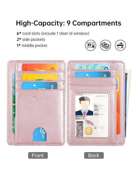 Billetera Slim Teskyer de Cuero Minimalista con Bloqueo RFID