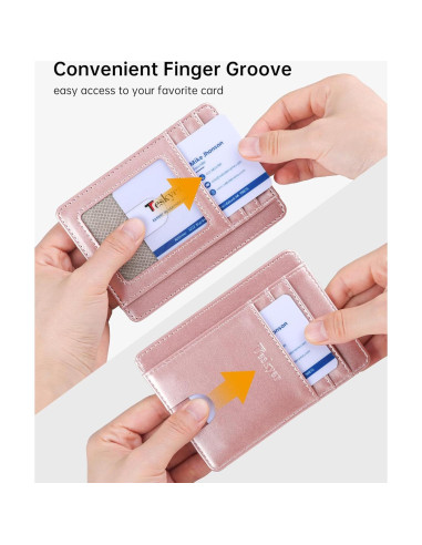 Billetera Slim Teskyer de Cuero Minimalista con Bloqueo RFID