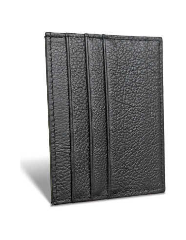 Billetera Portatarjetas RFID WOXVM de Cuero Minimalista Negra