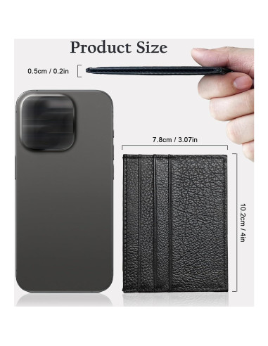 Billetera Portatarjetas RFID WOXVM de Cuero Minimalista Negra