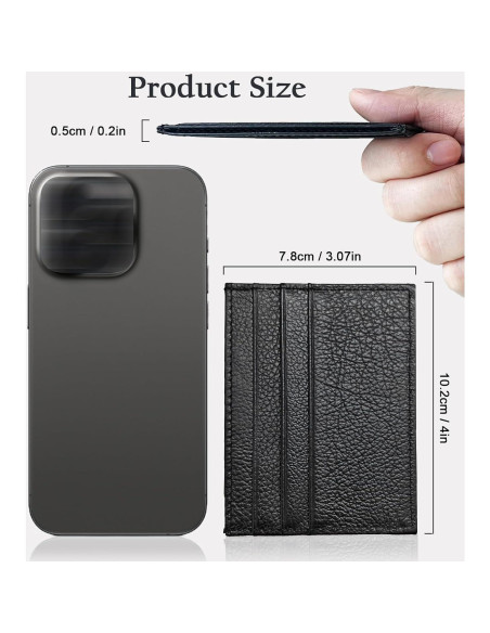 Billetera Portatarjetas RFID WOXVM de Cuero Minimalista Negra